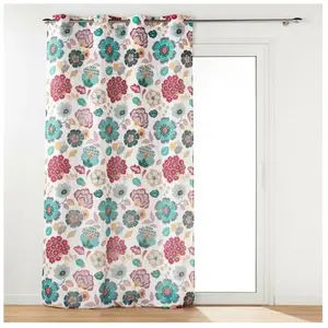 Douceur d'Intérieur Rideau a oeillets 140 x 260 cm polyester imprime winteria BlancVendu parcdiscount