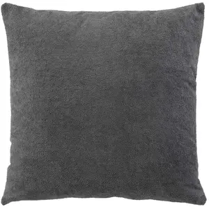 Douceur d'Intérieur, Coussin Déhoussable (45 x 45 Cm) Tessa Anthracite, Bouclette et Polycoton Uni pas cher
