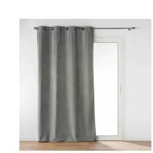 Rideau à  illets 135 x 260 cm   Velours Uni   Novana Anthracite pas cher