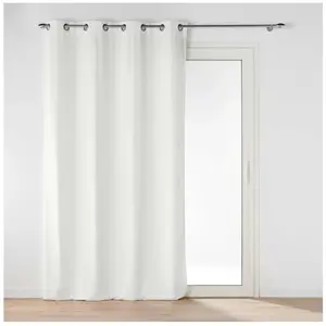 Douceur d'Intérieur, Rideau à Oeillets (135 x 260 Cm) Novana Blanc, Velours Uni pas cher