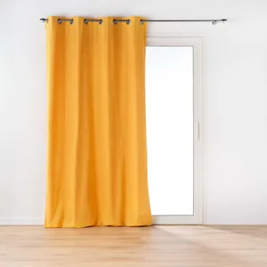Douceur d'Intérieur, Rideau à Oeillets (135 x 260 Cm) Twily Jaune, Coton/Polyester Recyclé pas cher