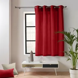 Douceur d'Intérieur, Rideau à Oeillets (135 x 180 Cm) Twily Rouge, Coton/Polyester Recyclé pas cher