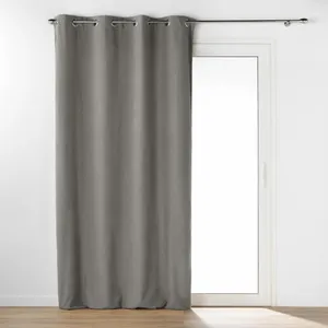 DOUCEUR D'INTÉRIEUR Rideau a oeillets 140 x 240 cm bouclette unie wooly Gris pas cher