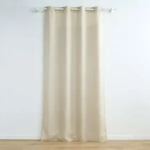 douceur d'intérieur, Rideau à Oeillets (140 x 280 cm) Zeline Naturel, Polyester Uni et Fils Métallisés