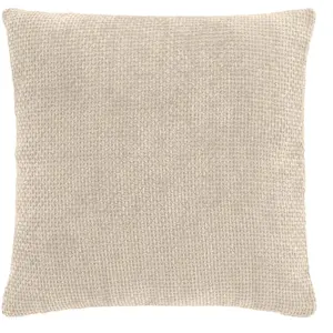 Coussin déhoussable 45 x 45 cm Velours chenille LEO Naturel pas cher
