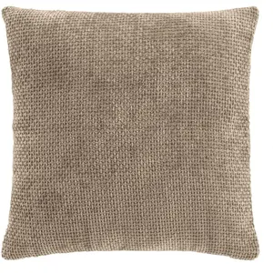 Coussin Déhoussable 45 x 45 cm Velours Chenille Léo Coloris Sable pas cher