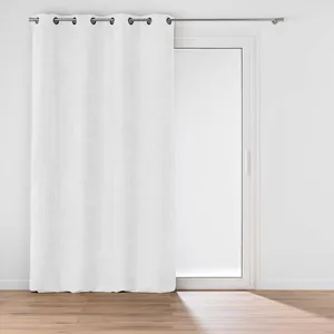 Rideau à oeillets 140 x 260 cm en velours chenille Léo   Blanc pas cher