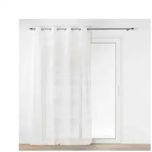 douceur d'intérieur, Voilage à illets (140 x 240 cm) Janice Blanc, Effet Lin Tissé pas cher