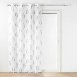 Comparateur de prix : Voilage a oeillets 140 x 240 cm effet lin tissé imprime Indila Blanc