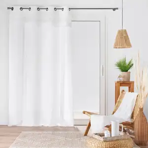 Voilage a oeillets 140 x 240 cm voile sablé + franges Frangina pas cher