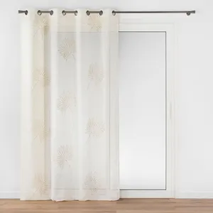 douceur d'intérieur, Voilage à Oeillets (140 x 240 cm) Lotus, Voile Sablé Appliqué pas cher