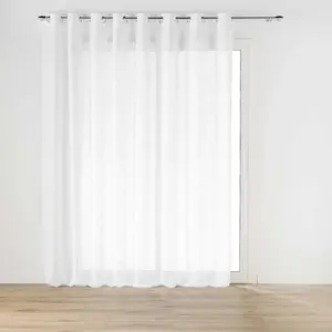 Grand Voilage à Oeillets Blanc - Effet Lin Tissé 300x240 cm pas cher