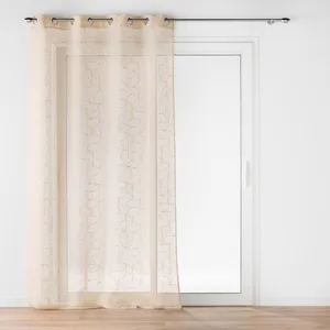 DOUCEUR D'INTÉRIEUR Voilage a oeillets 140 x 240 cm voile sable imprime metallise louxor Beige pas cher