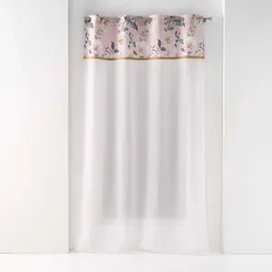 douceur d'intérieur, Voilage à Oeillets 140 X 240 Cm Voile Sablé - Top Imprimé et Jute, Alissia Top Rose pas cher