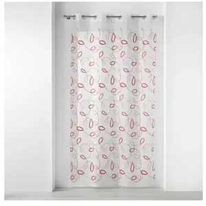 douceur d'intérieur, Voilage à Oeillets 140 X 280 Cm Voile Sablé Brodé, Hoops Rouge pas cher