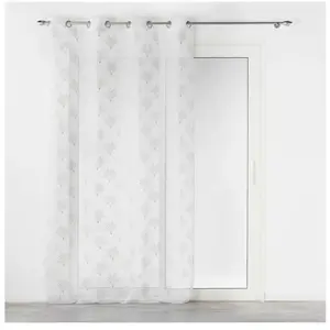 Douceur d'Intérieur Rideau Voilage à illets Imprimé Métallisé "Arcadie" 140x240cm Blanc pas cher