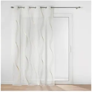 Douceur d'Intérieur Voilage a oeillets 140 x 240 cm voile sablé imprimé metallisé Elona Or pas cher