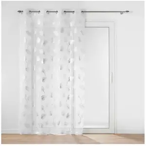 Douceur d'Intérieur, Voilage à  illets (140 x 280 Cm) Edelia Argent, Voile Sablé Imprimé Métallisé pas cher
