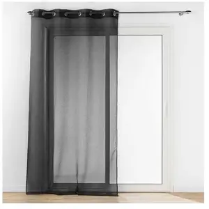 Douceur d'Intérieur, Voilage à  illets (140 x 280 Cm) Amani Noir, Voile Sablé