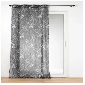 Douceur d'Intérieur, Voilage à  illets (140 x 240 Cm) Cabana Noir, Voile Sablé Imprimé