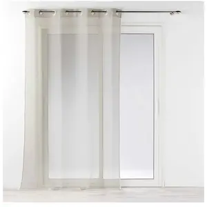 Douceur d'Intérieur Voilage à oeillets 140 x 240 cm liseré blanc Louise Beige pas cher