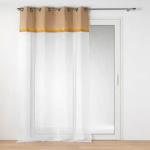 Comparateur de prix : Voilage a oeillets 140 x 240 cm voile sablé + jute Malory Jaune