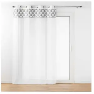 Comparateur de prix : Douceur d'Intérieur, Voilage à  illets (140 x 240 Cm) Kasita Blanc, Voile Tissé et Top Suede Brodé