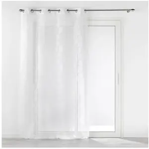 Comparateur de prix : Rideau Voilage à illets Brodé Edenia 140x240cm Blanc