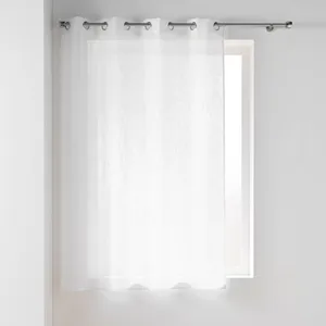 DOUCEUR D'INTERIEUR Panneau a oeillets 140 x 180 cm effet lin tisse haltona Blanc pas cher