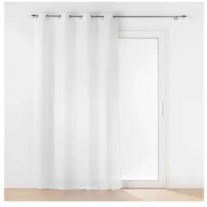 Douceur d'Intérieur Panneau a oeillets 140 x 240 cm effet lin tisse haltona Blanc