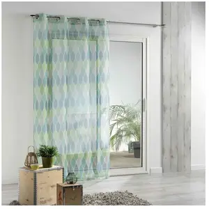 HOME MAISON Voilage Imprimé Feuilles Stylisées Année 30 Blanc 140 x 240 cm pas cher