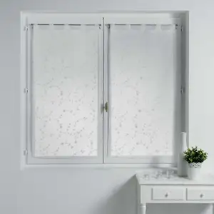 Douceur d'Intérieur Paire droite passants 2 x 60 x 90 cm voile sable brode petite fleur Blanc/BlancVendu parfnac-be