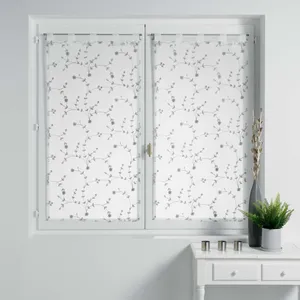 Comparateur de prix : Douceur d'Intérieur Paire droite passants 2 x 60 x 120 cm voile sable brode petite fleur Blanc/Gris