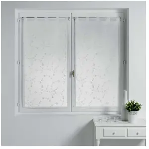Douceur d'intérieur Paire droite passants 2 x 60 x 120 cm voile sable brode petite fleur Blanc/BlancVendu parfnac-be