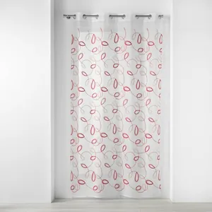 Douceur d'Intérieur, Voilage à Oeillets 140 x 240 cm Voile Sablé Brodé, Hoops Rouge pas cher