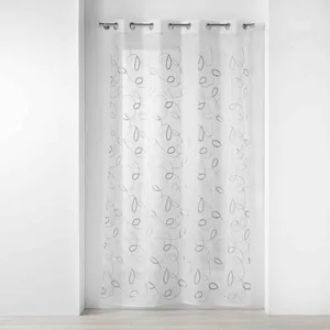 douceur d'intérieur, Voilage à Oeillets 140 X 240 Cm Voile Sablé Brodé, Hoops Gris pas cher