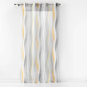 Comparateur de prix : Douceur d'Intérieur PANNEAU A OEILLETS 140 x 240 CM VOILE SABLE IMPRIME ONDULYS JAUNE/BLANC