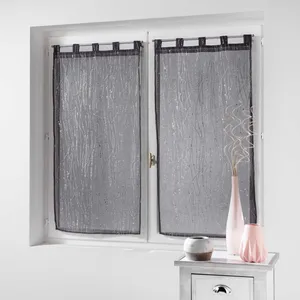 Douceur d'Intérieur CDaffaires Paire droite passants 2 x 45 x 160 cm voile sable applique filiane AnthraciteVendu parcdiscount