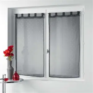 douceur d'intérieur, Paire de Voilages à Passants (2 X 60 X 120 Cm) Orion Anthracite, Voile Imprimé MétalliséVendu parcdiscount