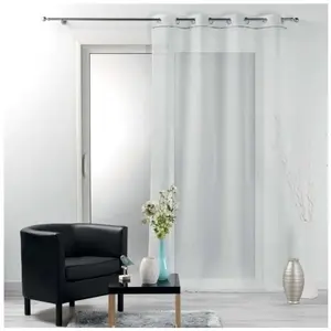 Douceur d'Intérieur panneau a oeillets 140 x 240 cm voile sable+bande fantaisie etincelle blanc pas cher