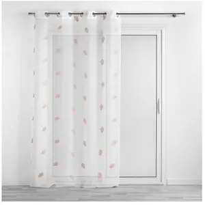 Douceur d'Intérieur Voilage a oeillets 140 x 280 cm voile sablé brodé Ariella Blanc/rose pas cher