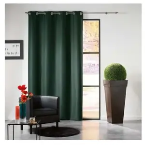 Douceur d'intérieur RIDEAU A OEILLETS 140 x 240 CM OCCULTANT UNI MEZZO VERT pas cher