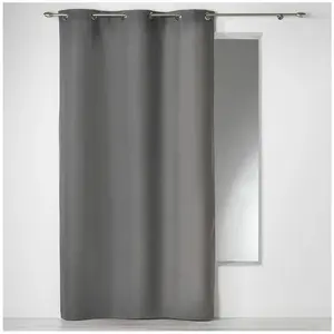 Douceur d'Intérieur Rideau a oeillets 140 x 240 cm coton uni panama Ardoise pas cher