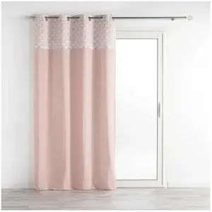 Douceur d'Intérieur Rideau tamisant a oeillets 140 x 240 cm 100% coton Artchic Rose pas cher