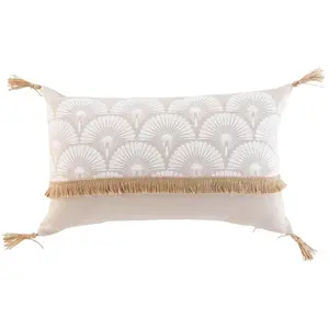 Douceur d'Intérieur Coussin Déhoussable En Polycoton Et Jute "Bahina " - Blanc - 30 X 50 CmVendu parcdiscount
