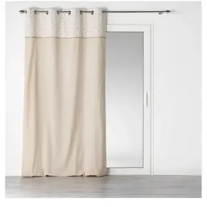 Rideau à illets Imprimé Bahina 140x280cm Beige & BlancVendu parcdiscount