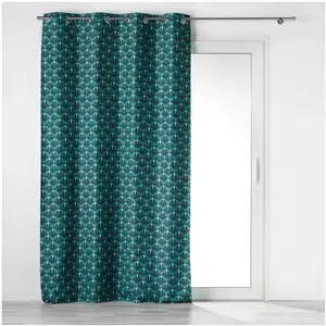 Douceur d'Intérieur RIDEAU A OEILLETS 135 x 260 CM 100% OCCULTANT/MICROFIBRE IMP. SURYA BLEU pas cher