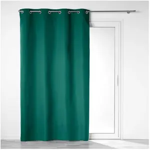 Comparateur de prix : Douceur d'Intérieur Rideau - 100% Occultant - Emeraude - 140x260 cm -  illets - Microfibre Unie