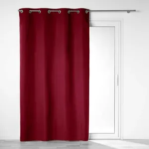 douceur d'intérieur, Rideau A Oeillets 140 X 260 Cm 100% Occultant/Microfibre Unie Obscure Bordeaux pas cher