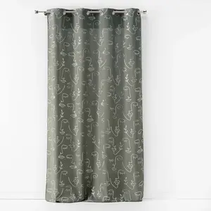 Comparateur de prix : Douceur d'Intérieur Rideau a oeillets 140 x 260 cm imprimé métallisé Artyline kaki/argent